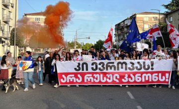 ზუგდიდში "აგენტების" კანონის პირველი მოსმენით მიღება კვლავ გააპროტესტეს (ფოტო)