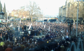 რუსთაველის მეტროსთან საპროტესტო აქცია მიმდინარეობს