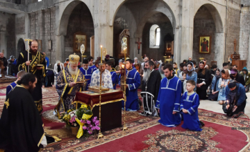 მეუფემ გარდამოხსნის წესი მშენებარე ტაძარში შეასრულა