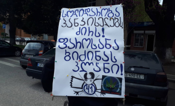 ერთი კაცის აქცია ზუგდიდში (ფოტო)
